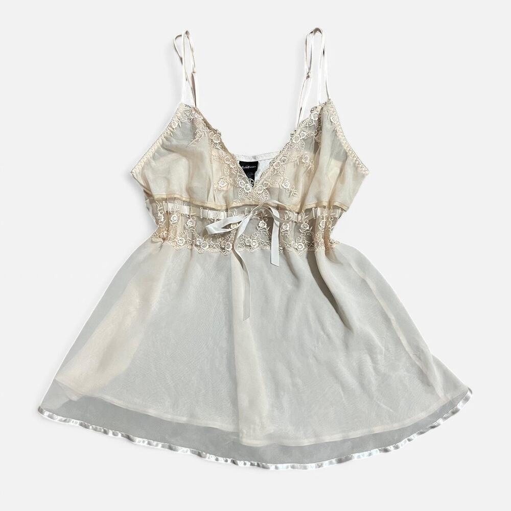 Secret Treasures Nude Floral Embroidered Sequin Coquette Babydoll Slip Dress XL